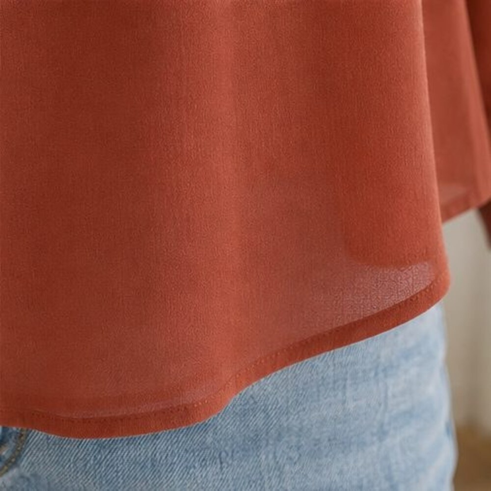 Terracotta Ruffle Collar Blouse - Picture 6 of 6